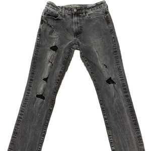 Men’s American Eagle Black Distressed Ripped Leg Jeans 29x30